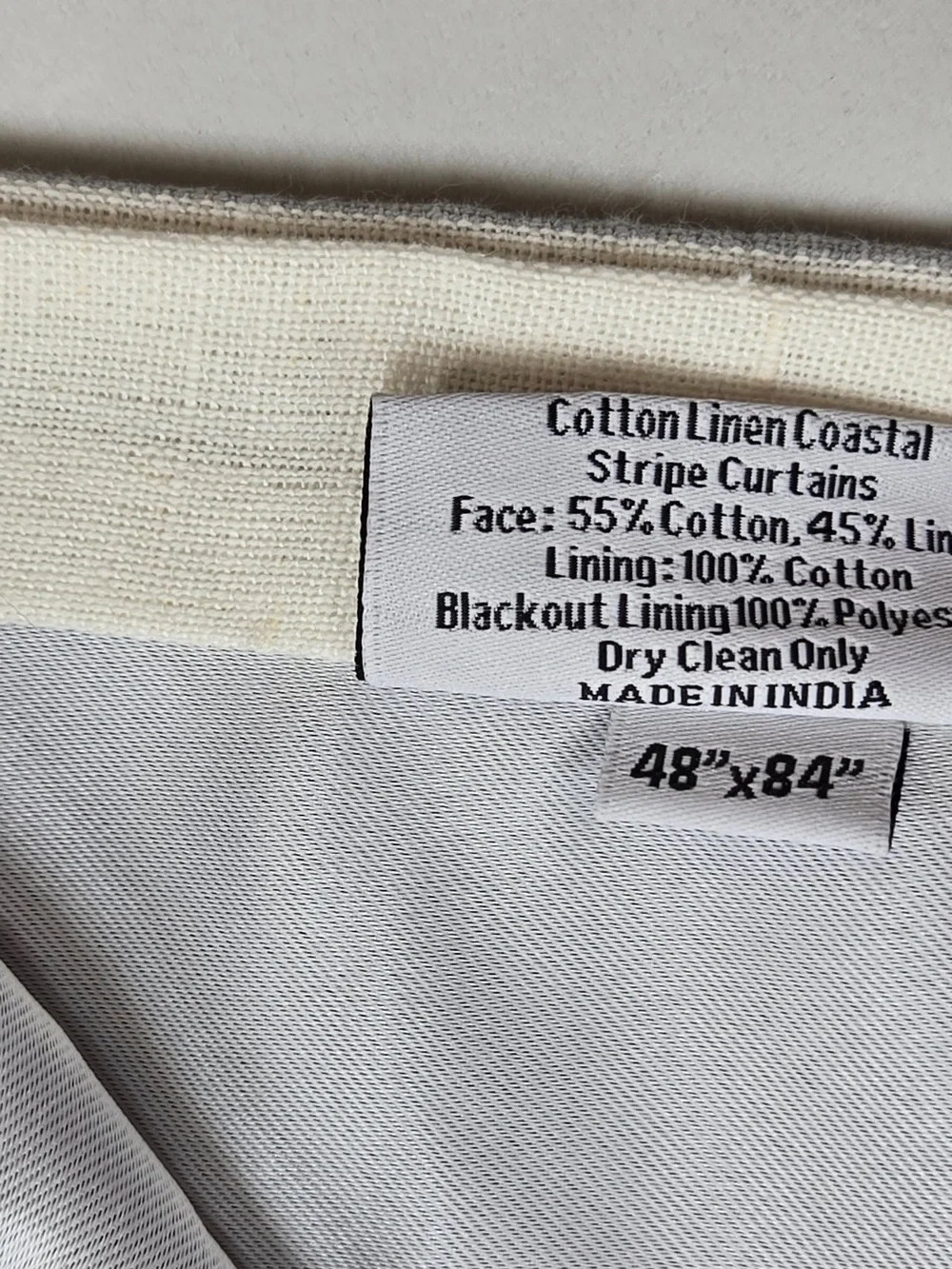 NWT QUINCE Set 2 48x84 Coastal Stripe Linen Cotton True Blackout Curtains 9201